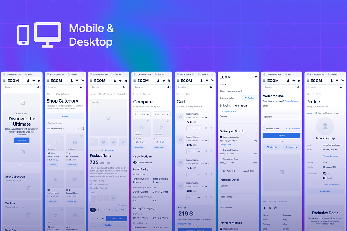 ECOM | Ecommerce Wireframe, a Wireframe Template by laaqiq (Photo 4 of 5)