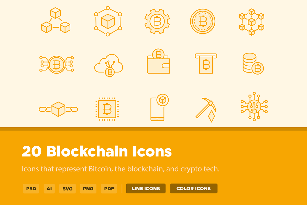 20 Blockchain Icons, an Outline Icon by Creative VIP (Photo 1 of 5)