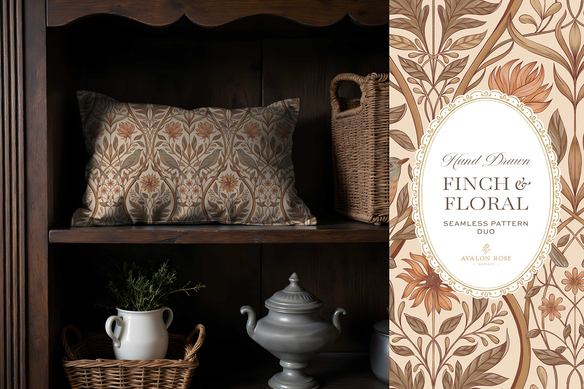 Vintage Bird & Floral Pattern Duo, a Pattern Graphic by Eclectic Anthology (Photo 8 of 13)