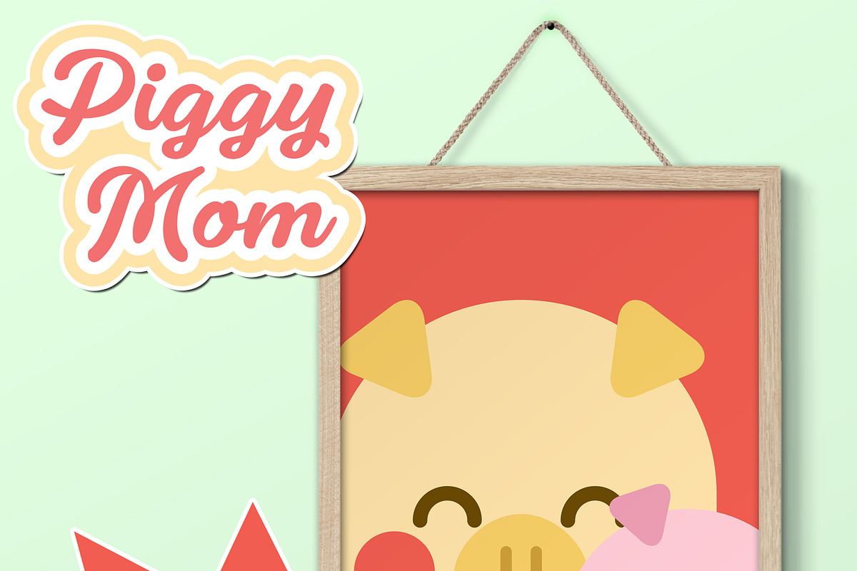 Piggy Mom Digital Clip Art, a Seasonal Illustration by Cozy Cat Design (Photo 5 of 10)