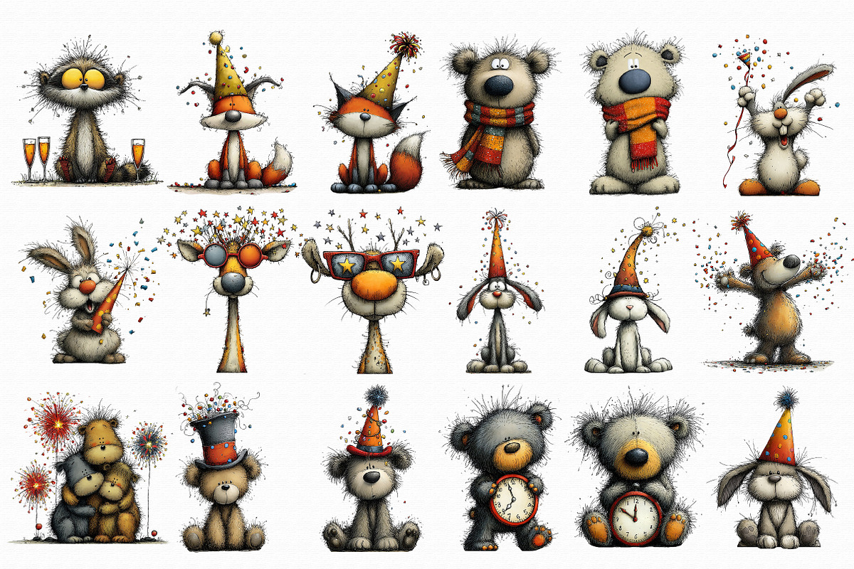 Cute New Year Forest Animals Clipart, an Illustration by Libby Wishes (Photo 5 of 7)
