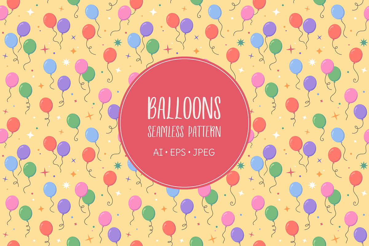 Balloons pattern, background, an Object Illustration by Cmeree (Photo 1 of 3)