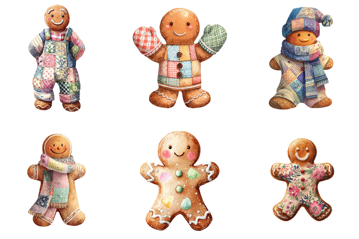 Gingerbread Man Patchwork Bundle, an Illustration by DreamArtGraphic (Photo 4 of 4)