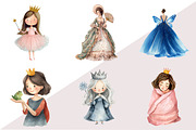 Watercolor Little Princess Clipart, an Illustration by Design Market (Thumbnail 2 of 3)