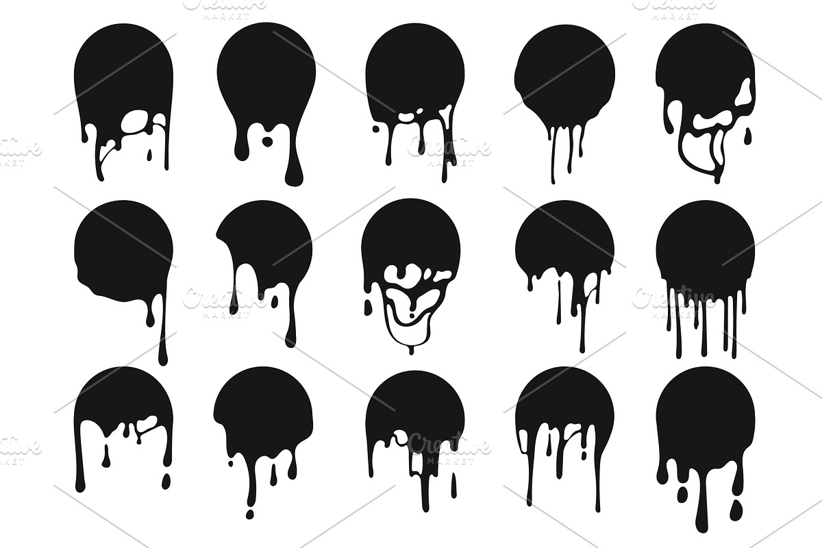Melted circle. Paint drip splatter, an Illustration by winwin.art