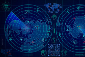 Blue detailed military radar, an Object Illustration by BestPics