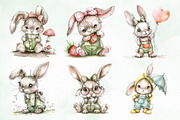 Watercolor Cute Rabbit Png Clipart, an Illustration by Creative Art (Thumbnail 6 of 7)
