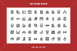 Fitness icons, an Outline Icon by Wencory