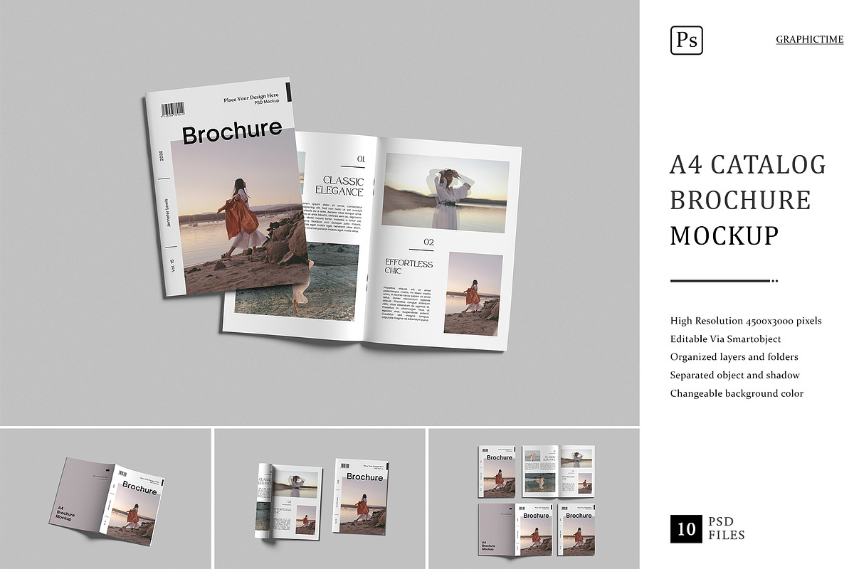 A4 Catalog Brochure Mockup, a Books & Magazine Mockup by graphictime (Photo 1 of 12)