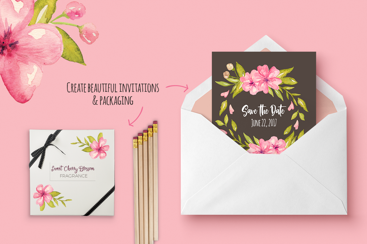 Cherry Blossom Watercolor Collection, an Illustration by By Kerri Ann (Photo 7 of 8)