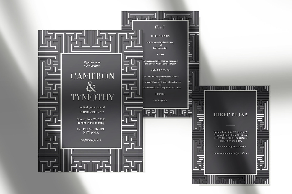 Art Deco Wedding Suite, an Invitation Template by cafelab_store (Photo 4 of 5)