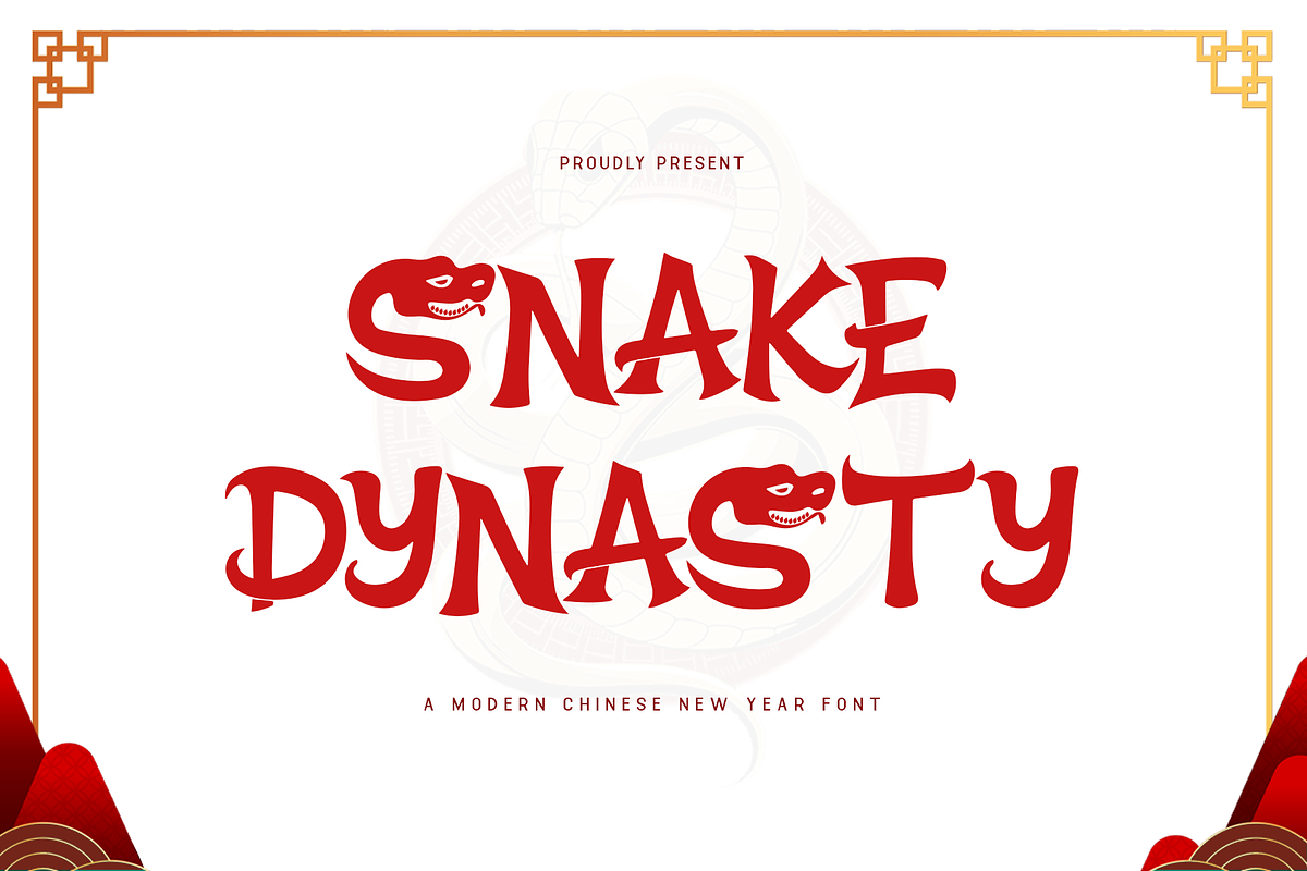 Snake Dynasty - Modern Chinese Font, a Serif Font by overlaytemplates (Photo 1 of 5)