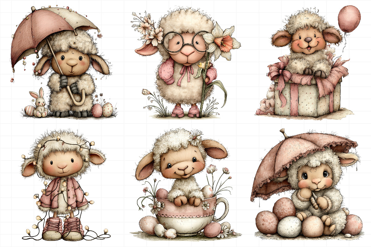 Whimsical Easter Sheep Clipart, an Illustration by Daily.Designs (Photo 7 of 8)