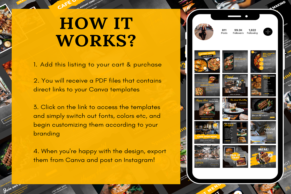 Food Restaurant Instagram Template, a Social Media Template by LushBury (Photo 5 of 8)