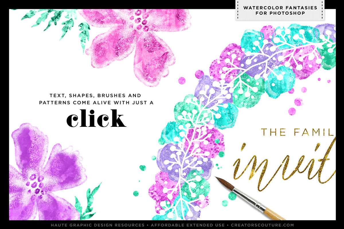 Watercolor Glitter Styles Photoshop, a Layer Style Add-On by Creators Couture (Photo 2 of 5)