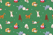 Christmas cats seamless patterns, a Pattern Graphic by Good Studio (Thumbnail 4 of 18)