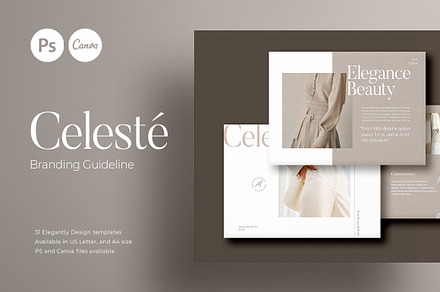 PS & Canva Celeste Brand Guideline, a Magazine Template by Eviory