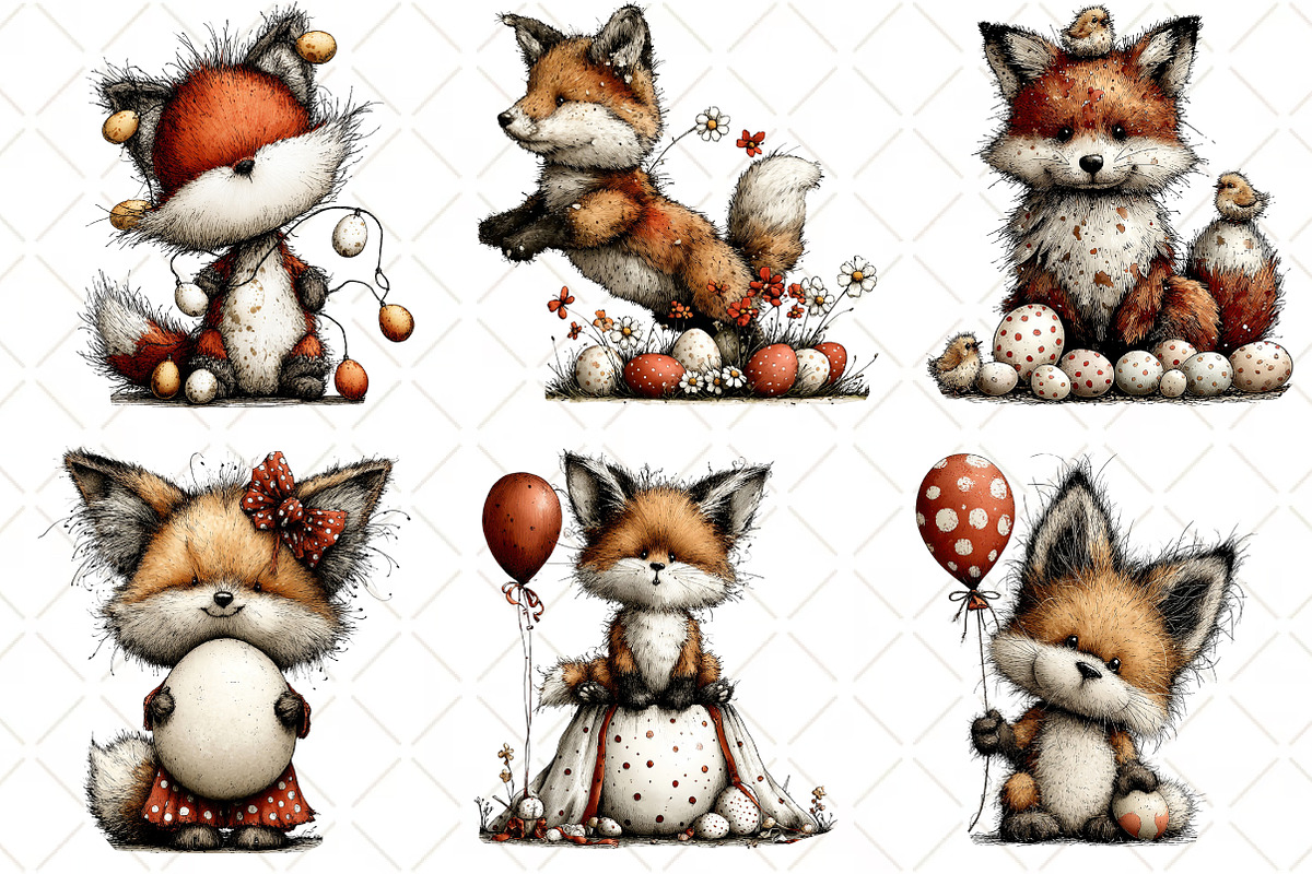 Whimsical Easter Fox Clipart, an Illustration by Black Bird Studio (Photo 6 of 6)