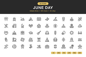 June Day Icons, an Icon by Spacepixel Creative