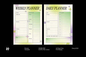 Classic Y2K Daily Weekly Planner, a Stationery Template by Neermana