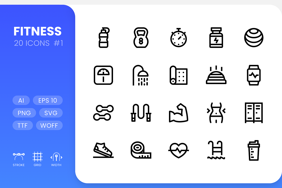 Fitness - Line Icons, an Icon by RudenkoArts (Photo 1 of 4)
