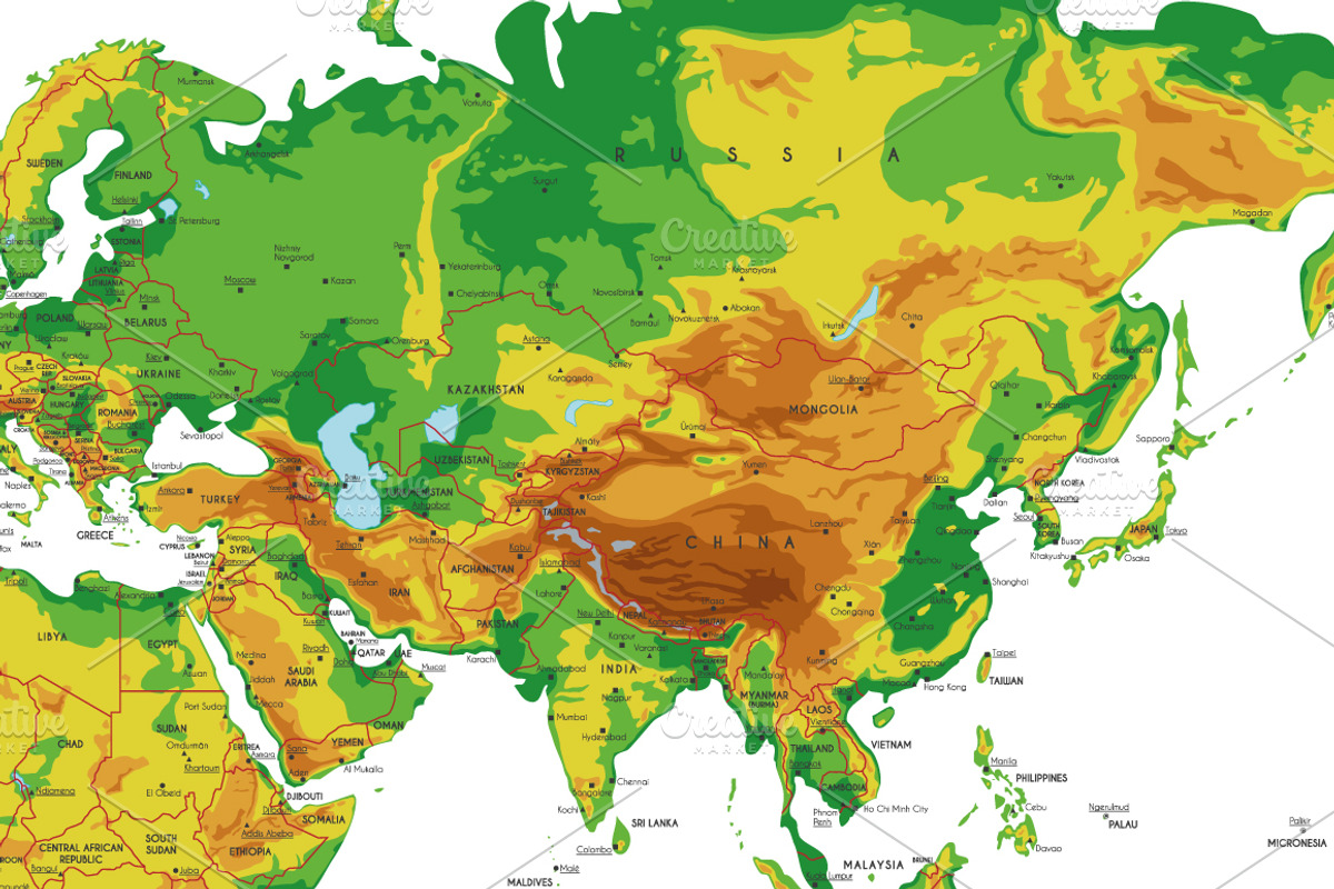 2x Physical World Maps, an Education Illustration by asantosg (Photo 5 of 14)