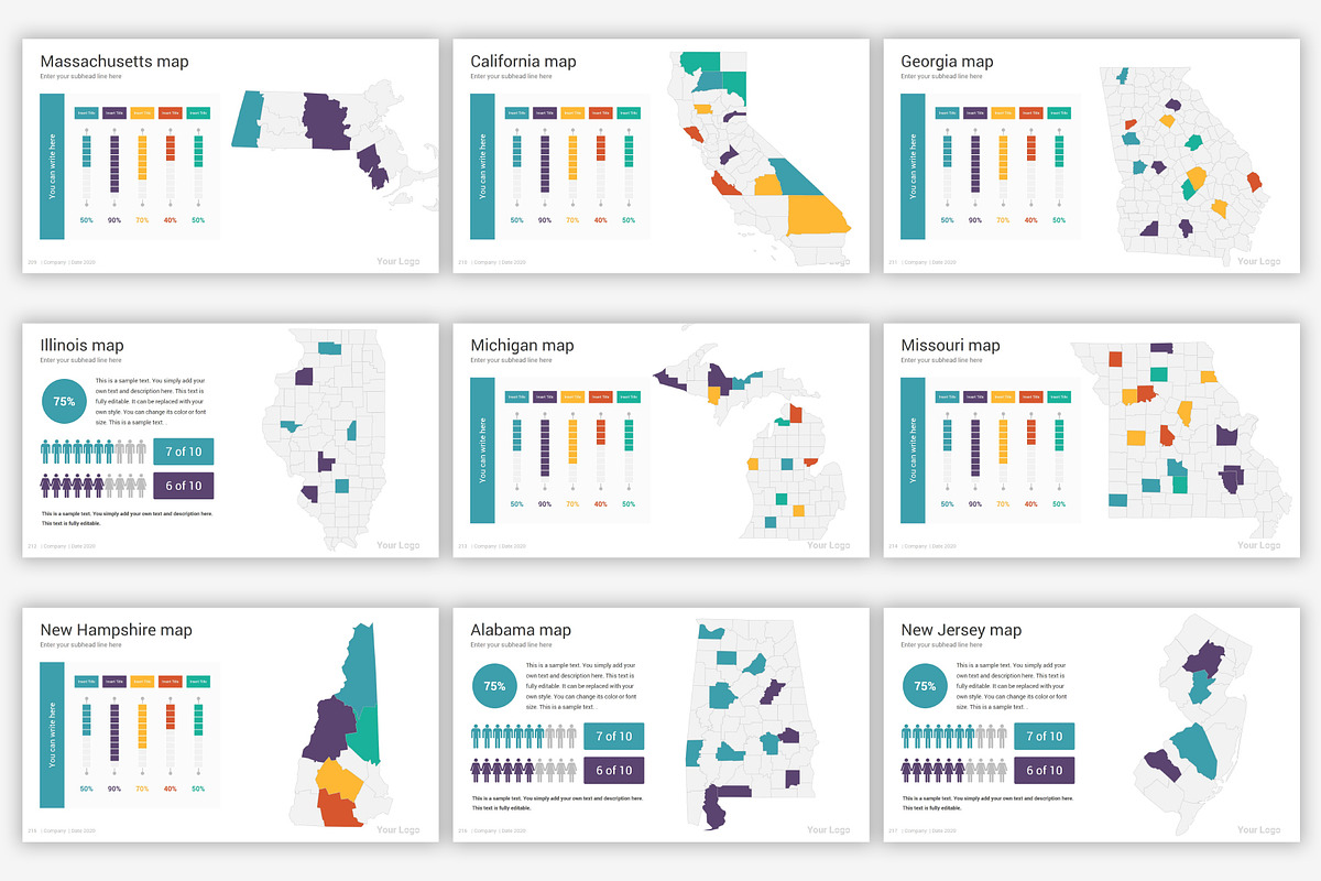 Maps PowerPoint infographics, a Presentation Template by SlideOne (Photo 28 of 31)