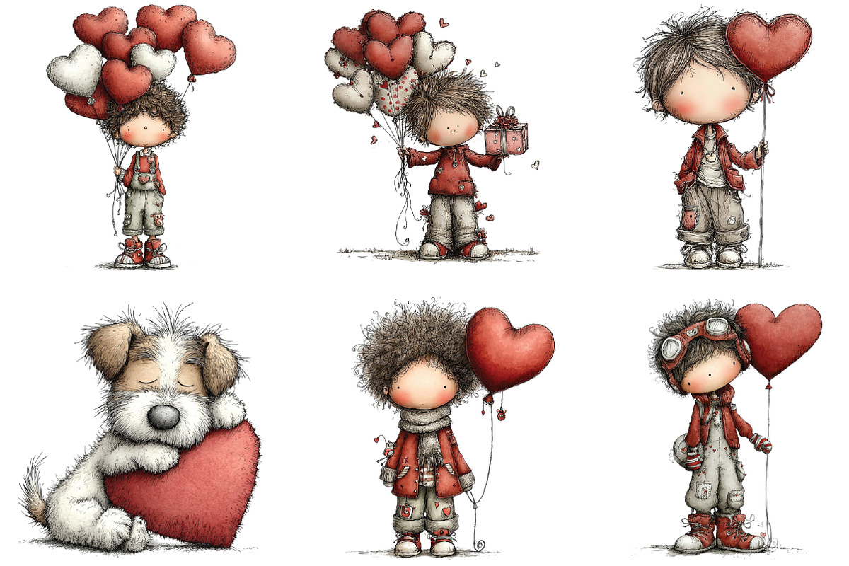 Whimsical Valentine's Day Clipart, an Illustration by CraftArtStudio (Photo 2 of 6)