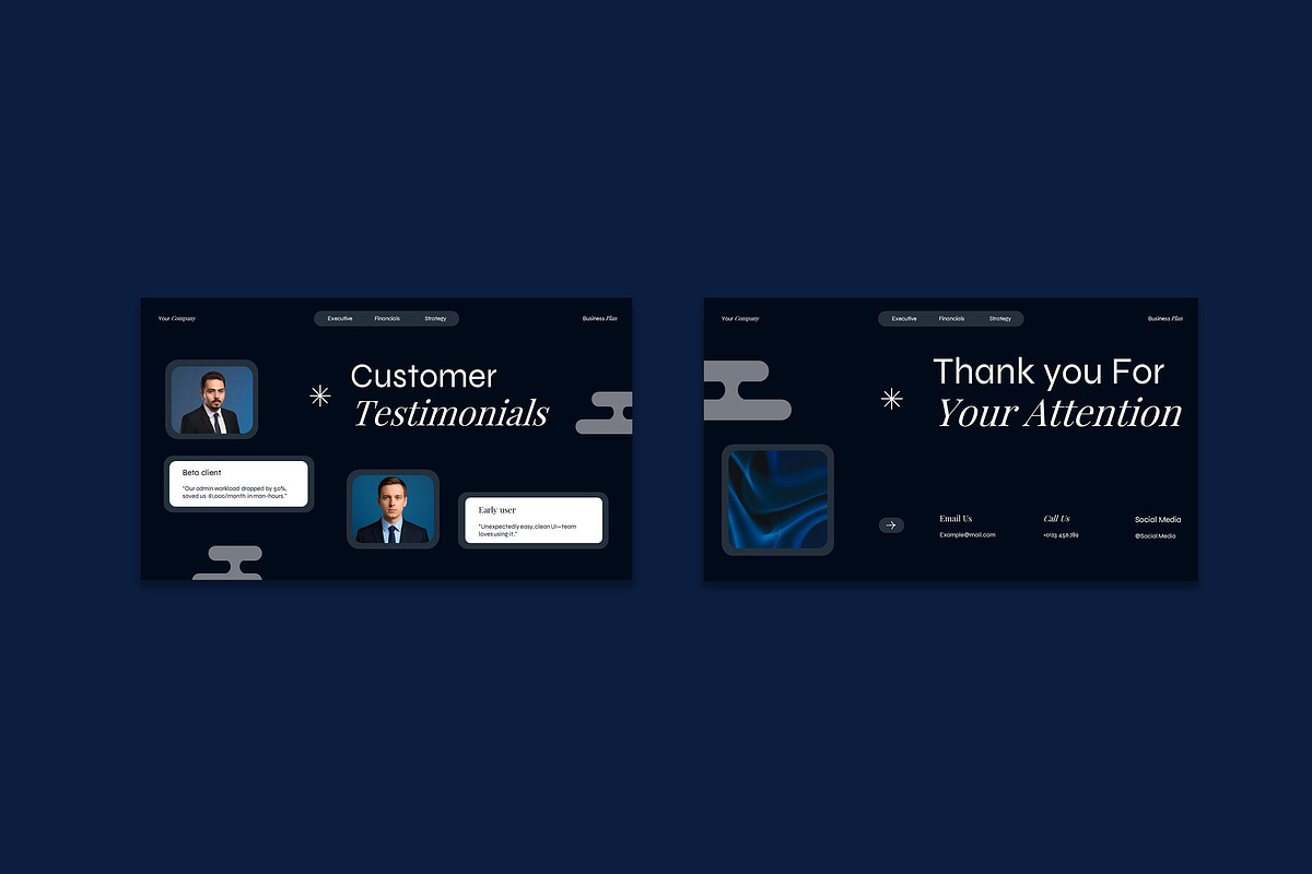 Dark Blue Business Plan Presentation preview 4