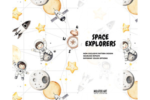Space kids astronaut nursery pattern, a Pattern Graphic by Milatoo