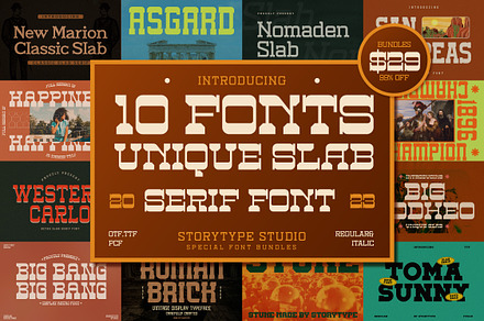 SALE ! Unique Slab Serif Font Bundle