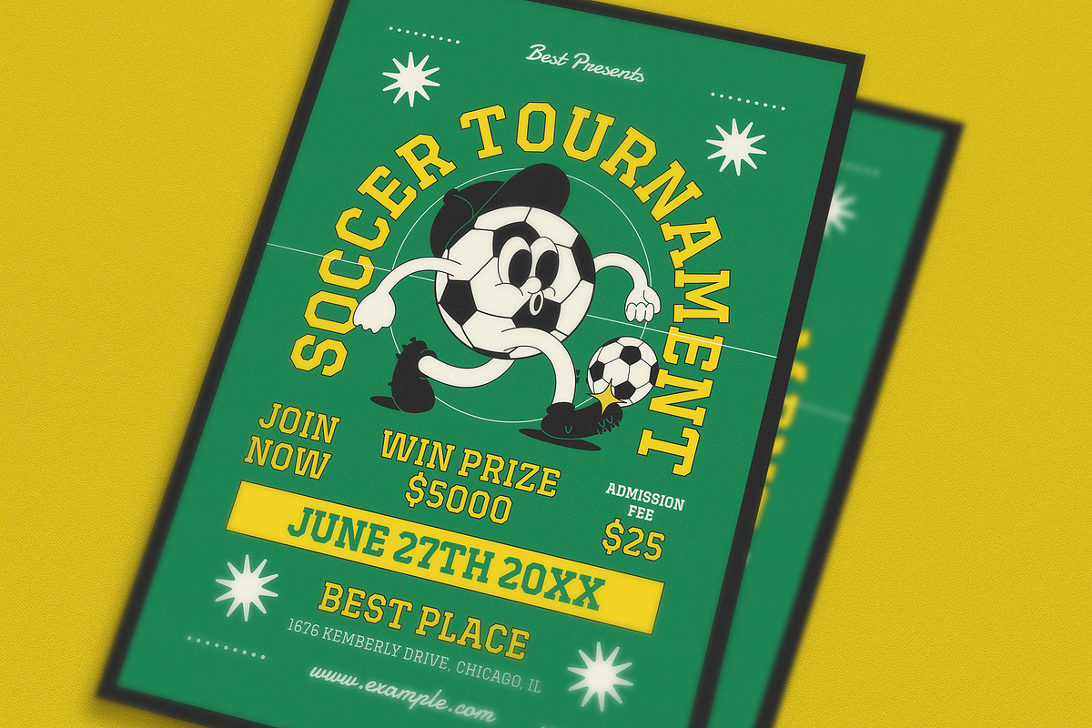 Retro Trendy Soccer Tournament Flyer, a Flyer Template by Guuver (Photo 2 of 3)