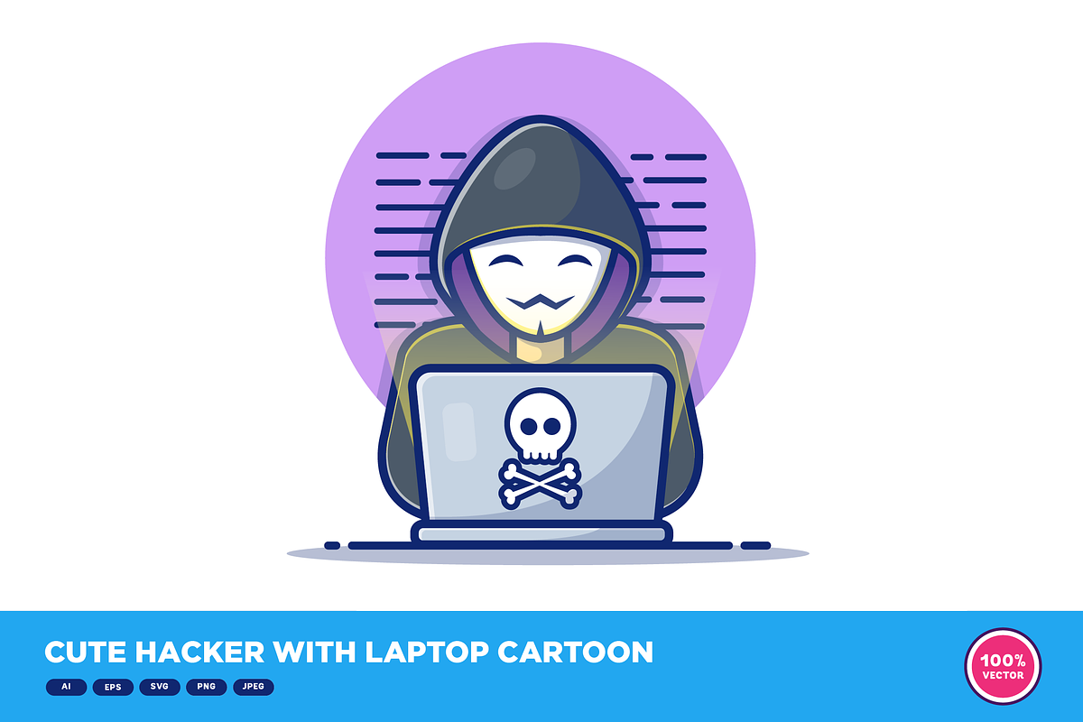 Cute Hacker With Laptop Cartoon, a Person Illustration by Catalyst Labs ...