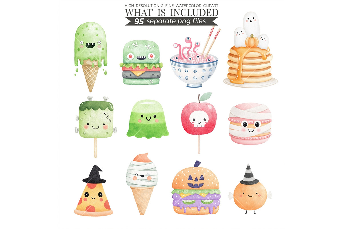 Watercolor Halloween Treats Clipart, an Illustration by CharmClipart (Photo 4 of 10)