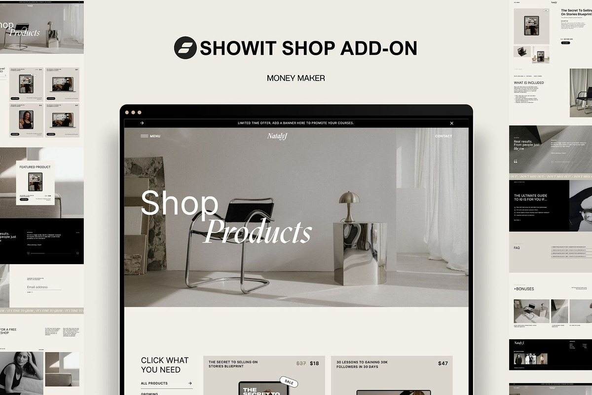 Showit Digital Shop Add-on page, a Landing Page Template by Digital&Chic (Photo 1 of 8)
