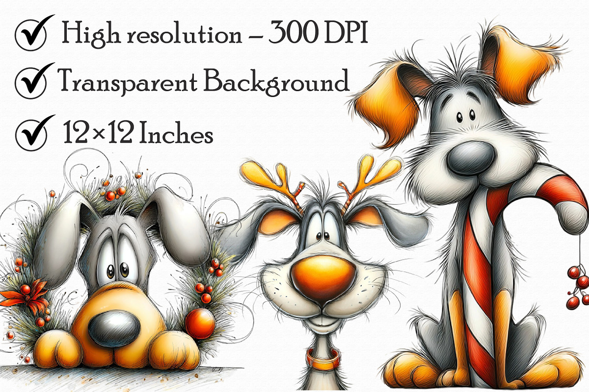 Funny Christmas Dog Clipart, an Illustration by Libby Wishes (Photo 3 of 7)