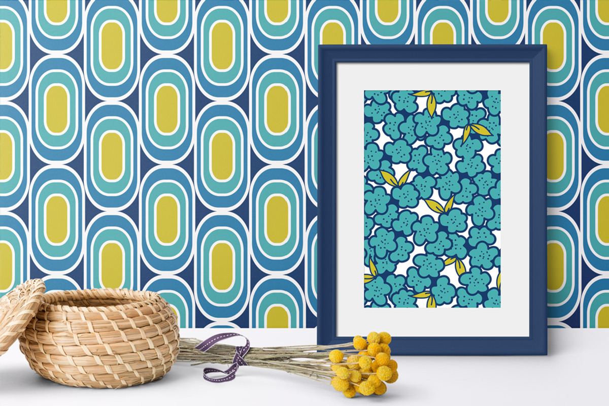 Vintage Blues Floral Patterns, a Pattern Graphic by Wild Twig Co (Photo 7 of 10)