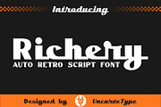 Richery Retro Script, a Script Font by uncurve (Thumbnail 1 of 9)