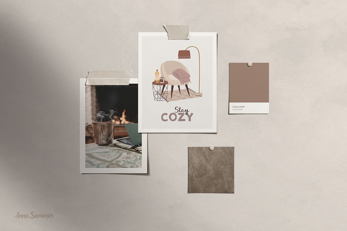 Hygge magic. Cozy clipart collection, a Decorative Illustration by Anna Summer (Photo 2 of 10)