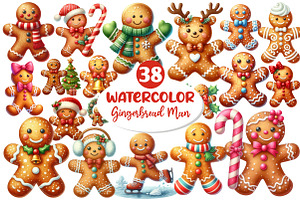 Christmas Gingerbread Man Clipart, an Illustration by Dream Creation