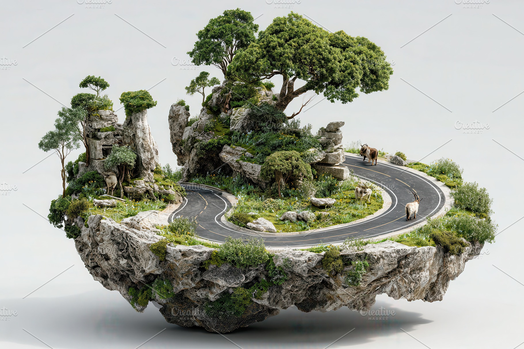 Floating island scenic road goats na, a Photo by Pixeness Studio