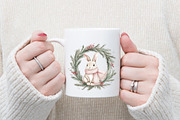 Whimsical Christmas Bunny Clipart, an Illustration by designcity5 (Thumbnail 5 of 5)