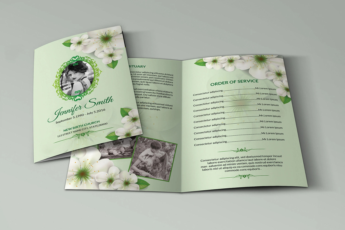 Floral Funeral Program Template, a Brochure Template by Template Shop (Photo 3 of 5)