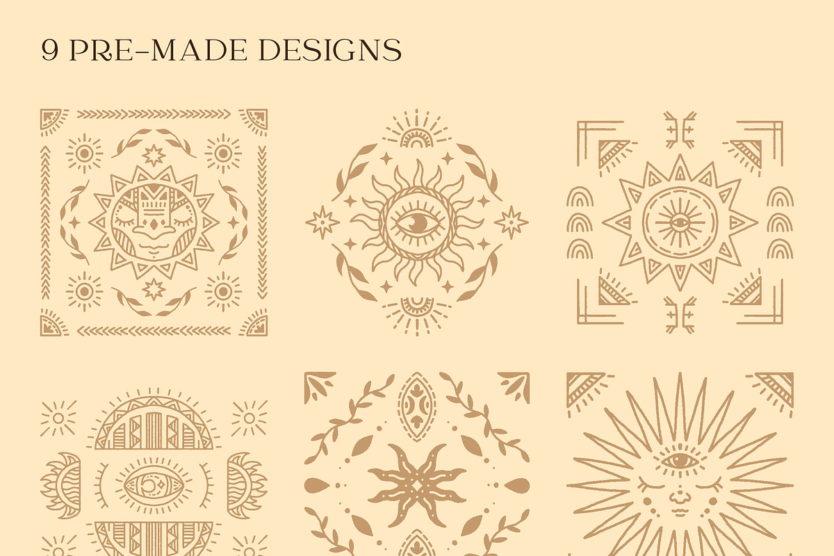 Tribe of the Sun. Boho collection, a Texture Illustration by katieromanoff_art (Photo 3 of 14)