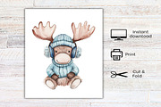 Kawaii Christmas Moose Clipart, an Illustration by Canvas Craft (Thumbnail 7 of 7)