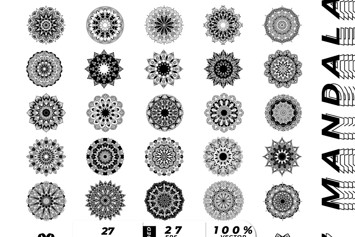27 mandala vector backgrounds design, a Pattern Graphic by NJ Himel (Photo 1 of 28)