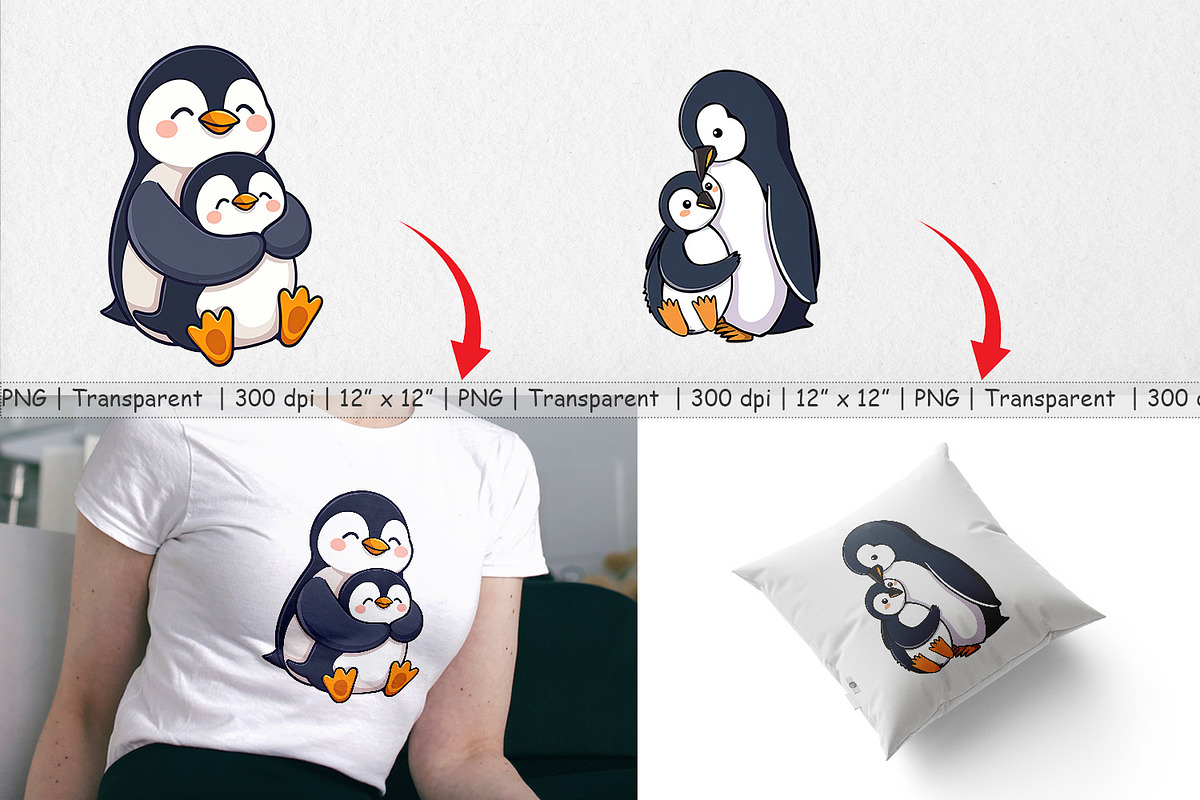 Penguin Family Love Clipart, a Graphic by Artnoy (Photo 3 of 5)