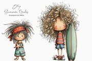 Whimsical Summer Girls Clipart, an Illustration by SinaCreation (Thumbnail 1 of 7)