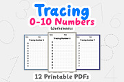 Tracing number 0, 1 to 10 worksheet, an Education Illustration by TukTuk Design (Thumbnail 3 of 5)