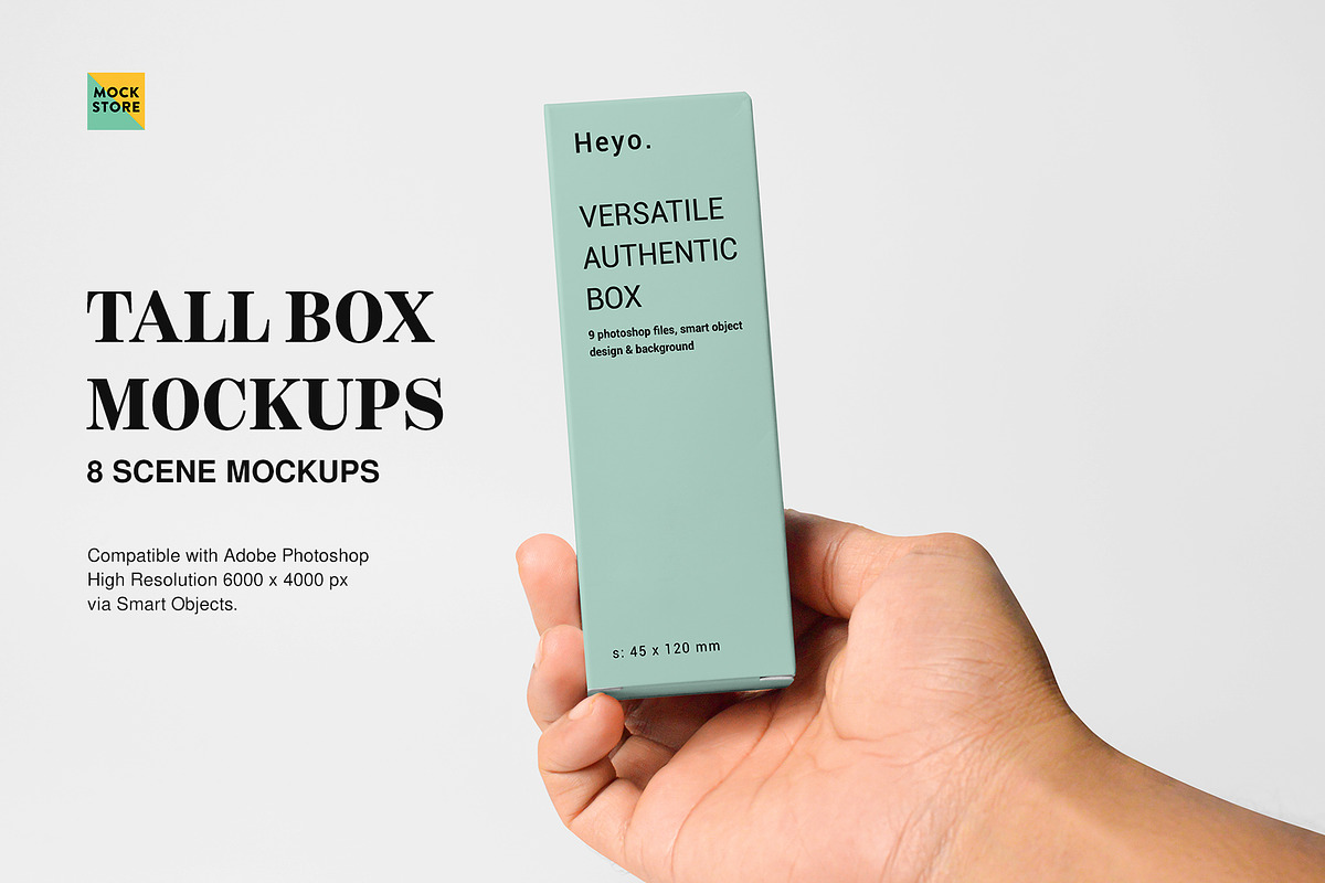 Tall Box Mockup Set, a Packaging Mockup by Mockstore (Photo 1 of 11)